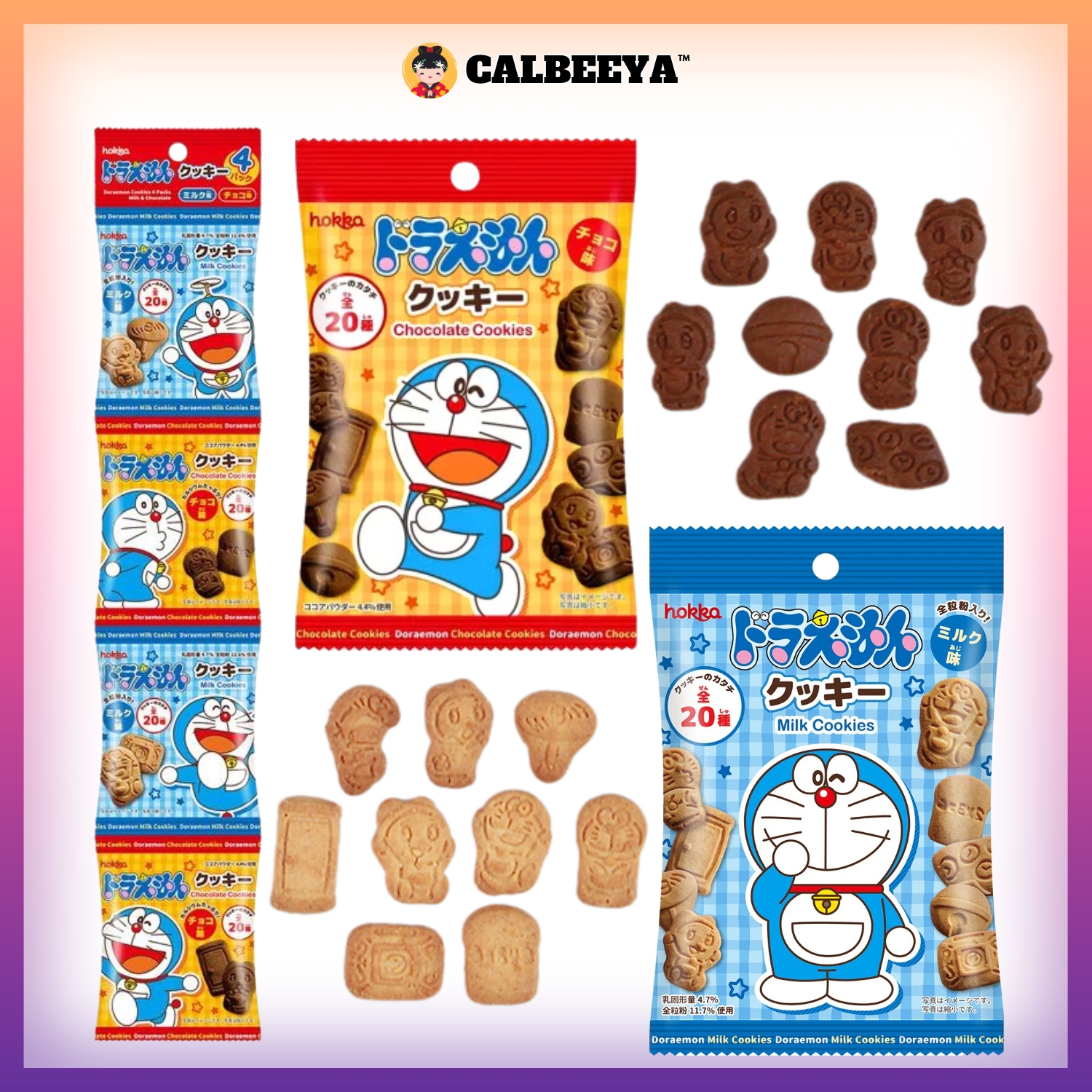 HOKKA DORAEMON COOKIES (MILK AND CHOCOLATE) 15gx4pack / 50g
