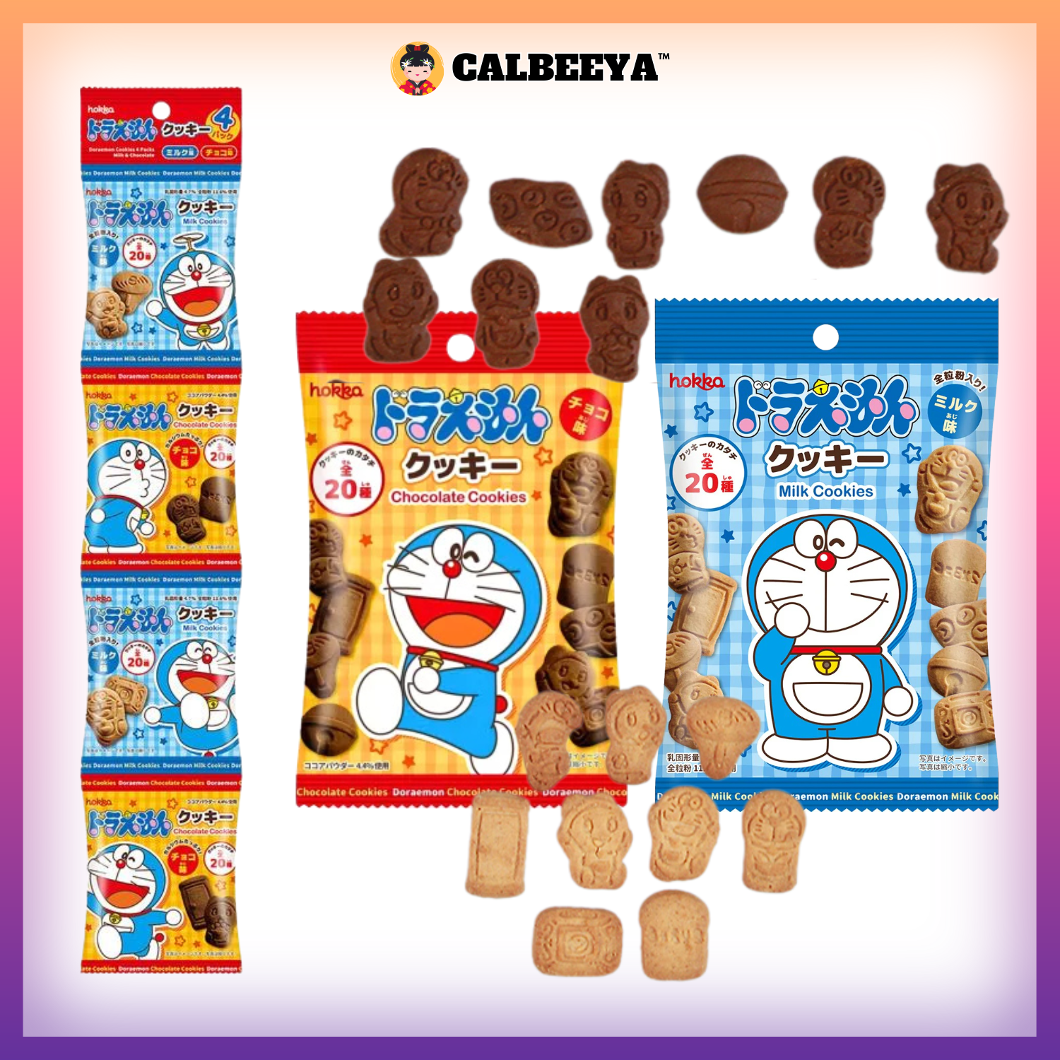 HOKKA DORAEMON COOKIES (MILK AND CHOCOLATE) 15gx4pack / 50g