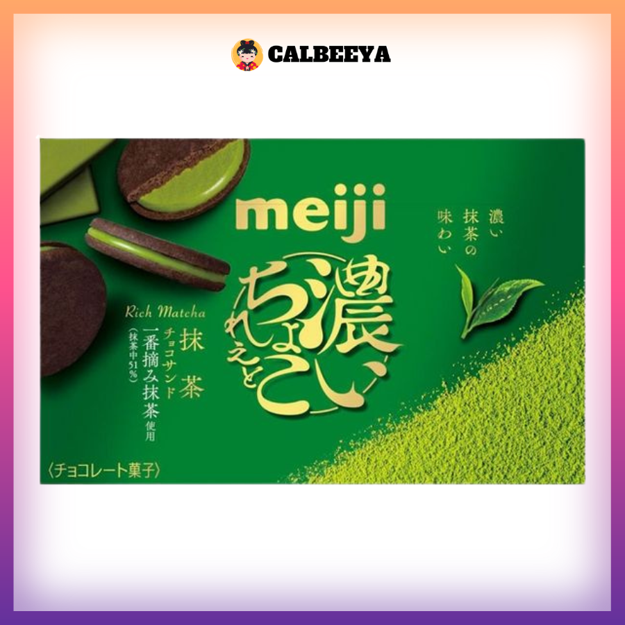 MEIJI Rich Matcha Strawberry Caramel Cream Biscuit 6Pcs - 日本草莓夹心饼干 Japan