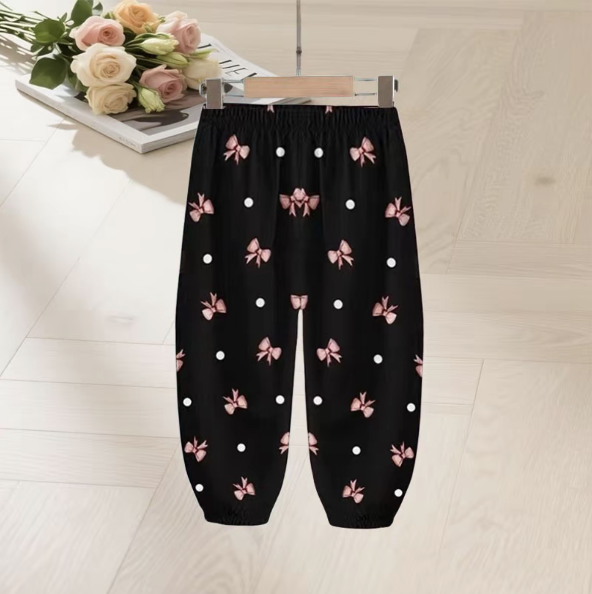 Kids Pant 80cm - Black with floral