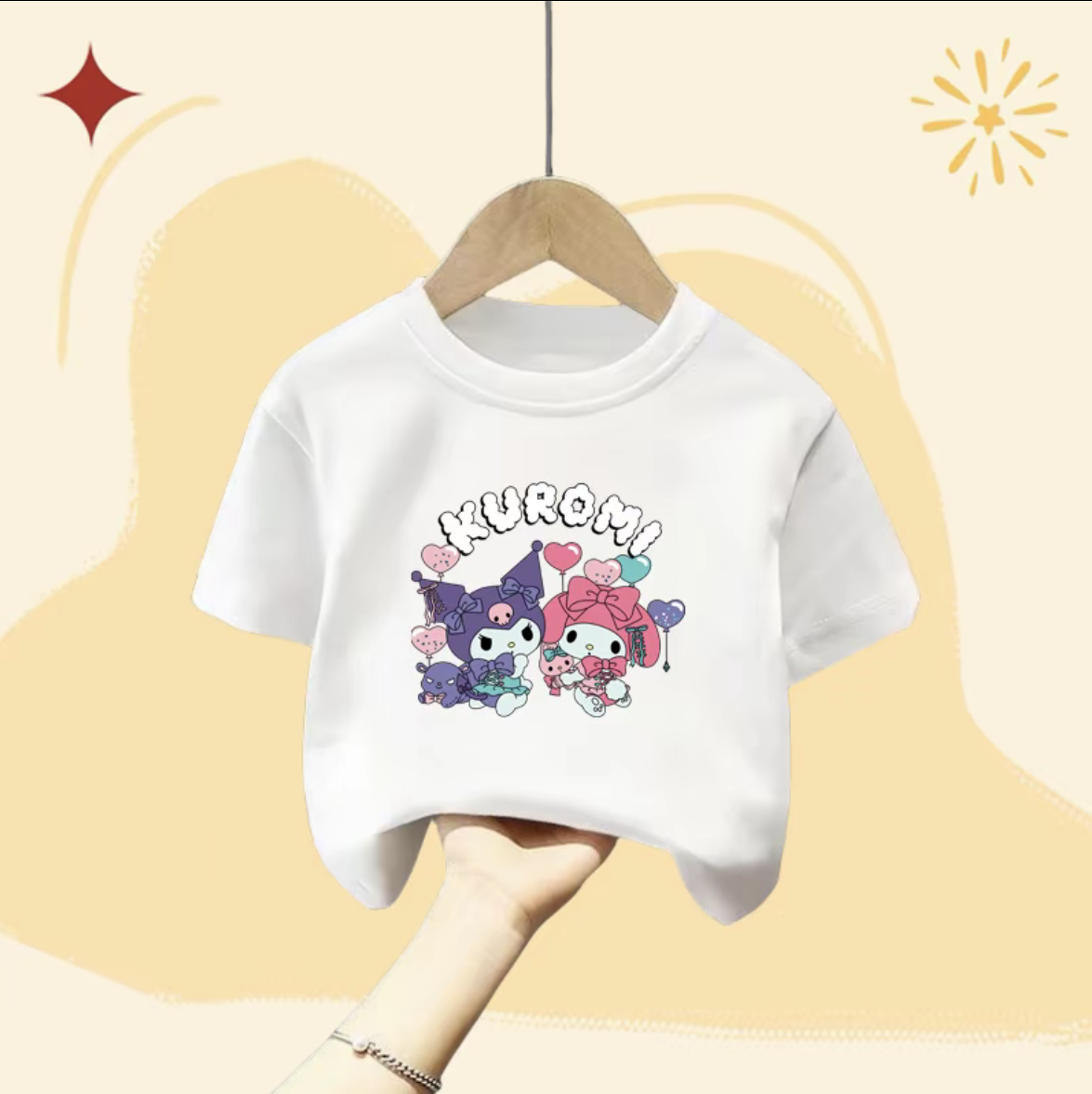 Kids T SHIRT 80cm - White Kuromi [SKUKWH80H]