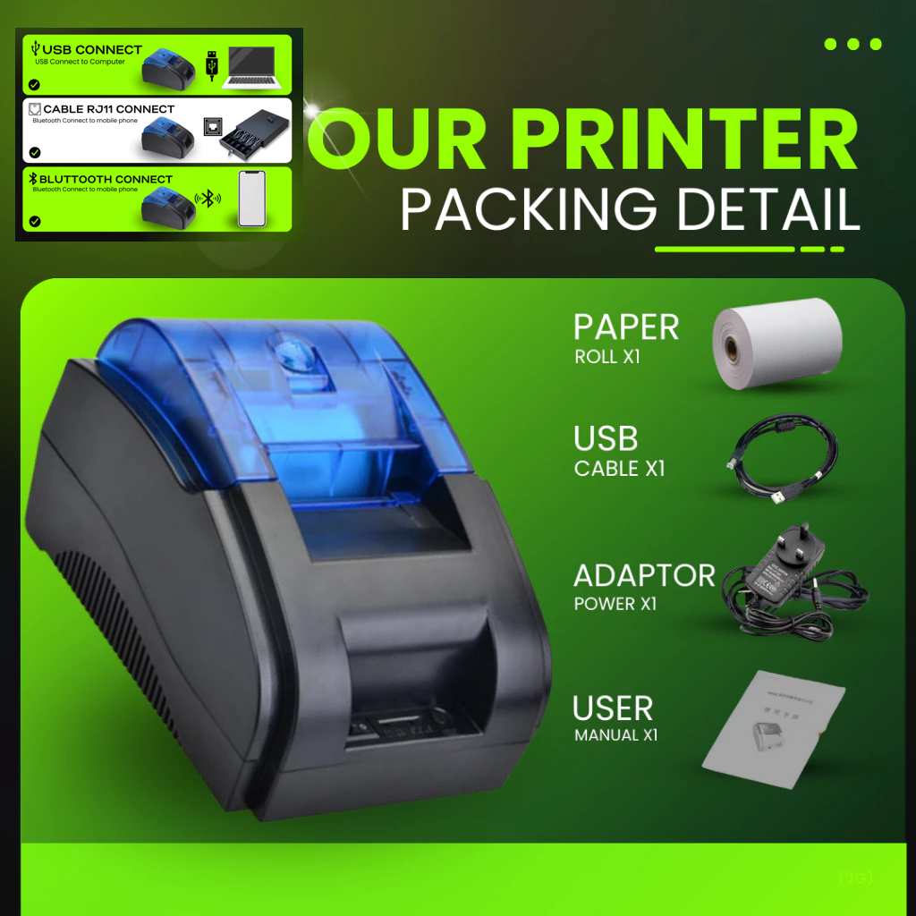 58D - 58mm Thermal Bluetooth Usb Receipt Printer Support Cash Drawer