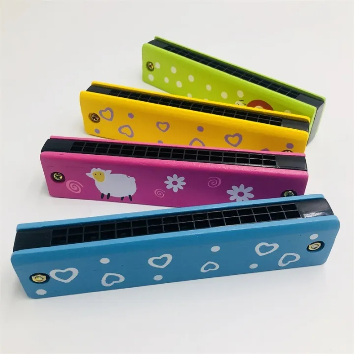 Cute Cartoon Wooden Harmonica Beginner Instrument Kids Educational Toys Children Toys Musical Instruments