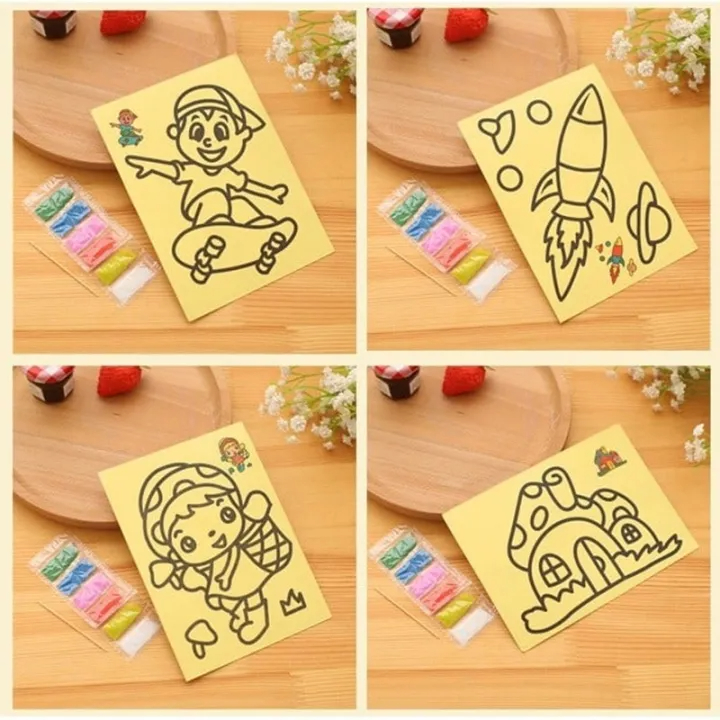 5pcs random designs Children Kids Sand Art Drawing Sand Painting Kid DIY Crafts Education Toy Boys Girls Goodies